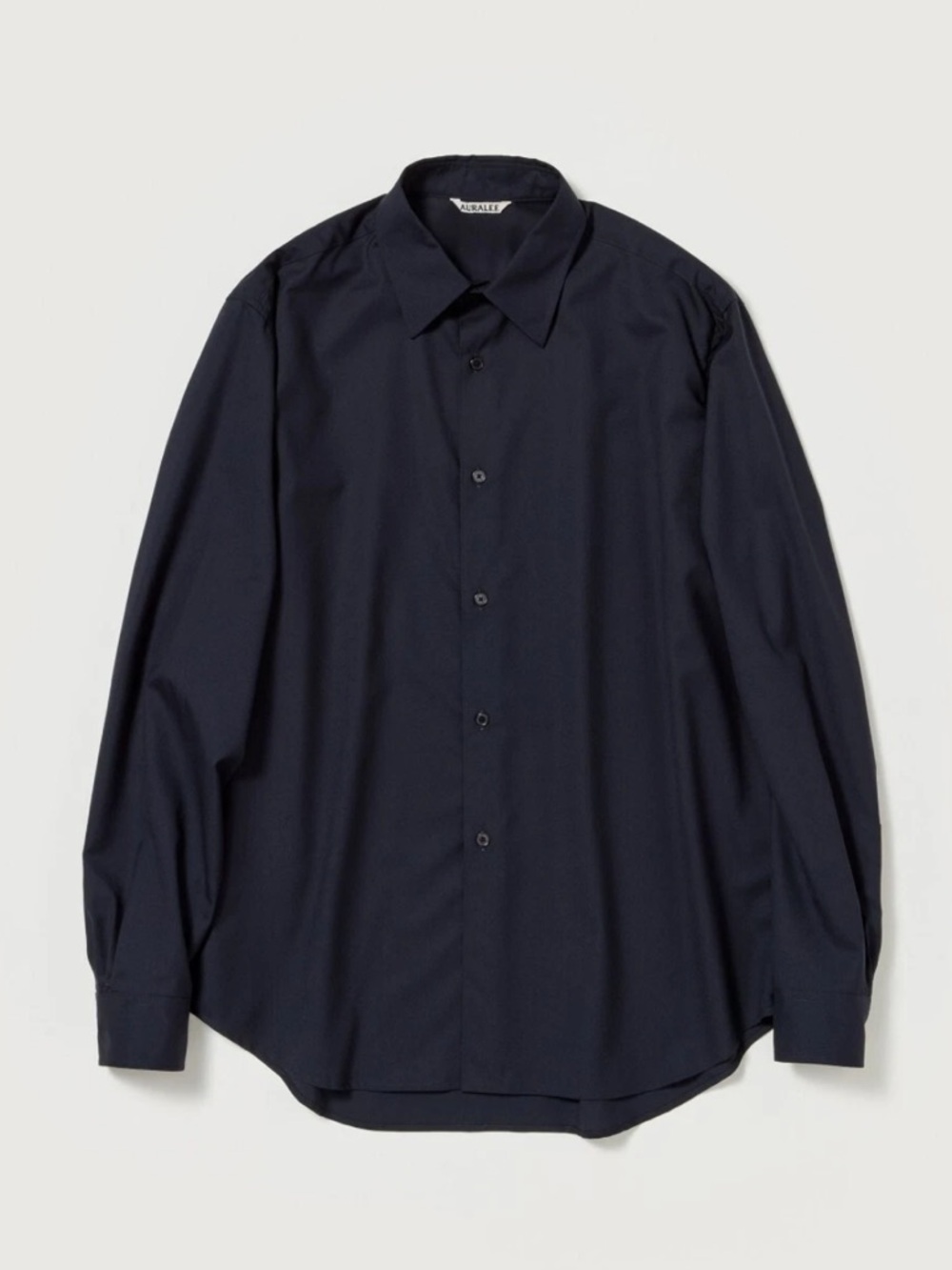 Men's Relaxed Navy Long-Sleeve Button Shirt